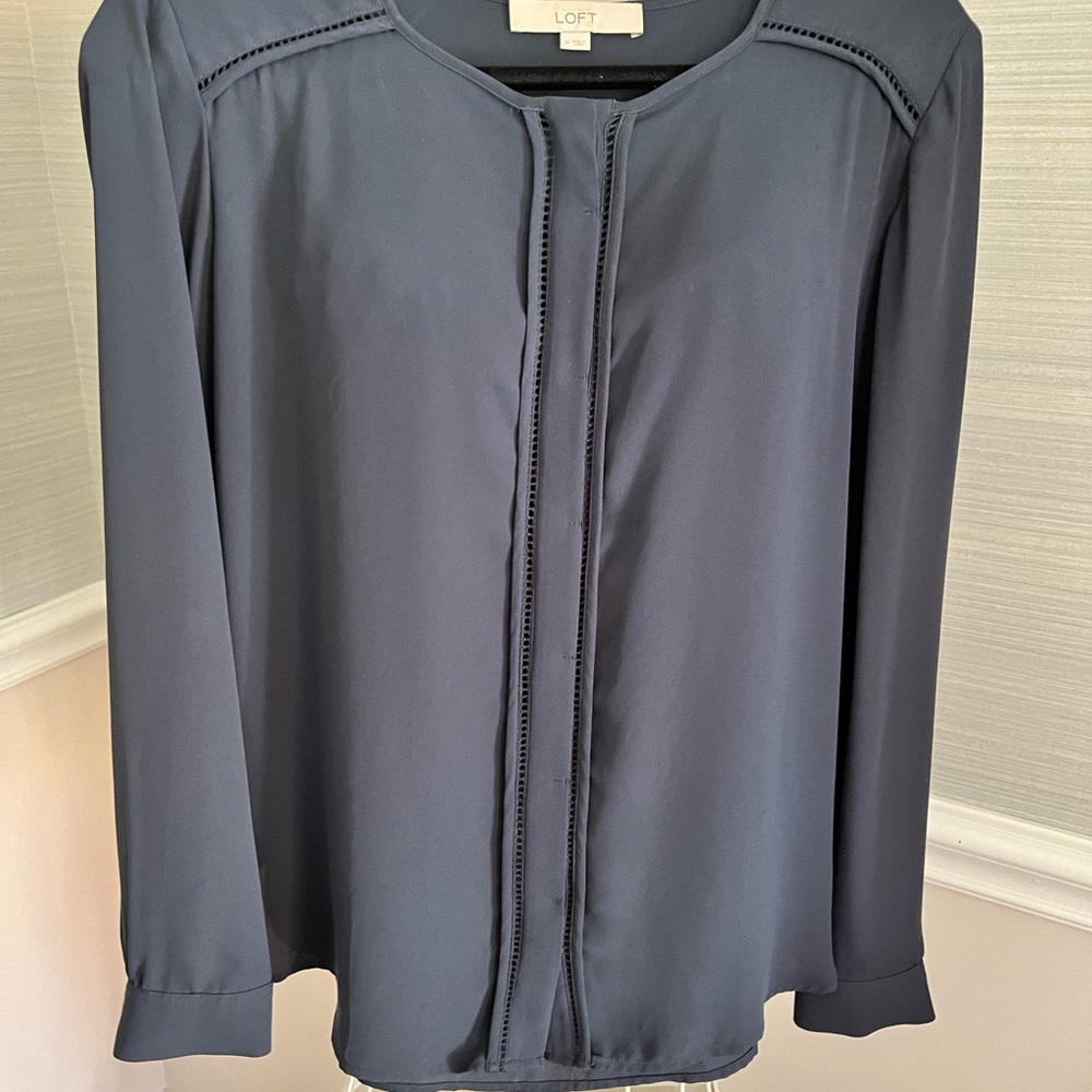 Loft Blouse Warm Blue/Gray. Size Medium